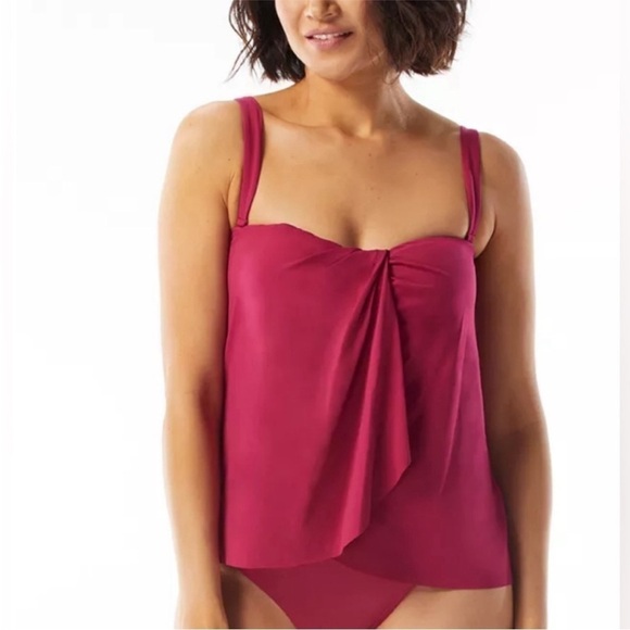 Coco Contours Clarity Bandeau Bra Sized Tankini Top Keepsake DEEP FUSCHIA,10/34D - Picture 13 of 15